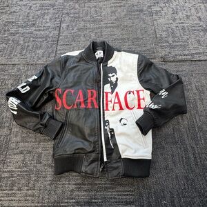Scarface Tony Montana Bomber Leather Jacket- Size S